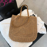 Women Summer Woven Shoulder Shopping Bag Beach Vacation Travel