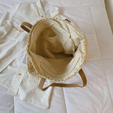 Large Straw Beach Bag Shoulder Tote Women Raffia Travel Handbag