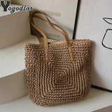 Large Straw Beach Bag Shoulder Tote Women Raffia Travel Handbag