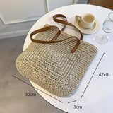 Large Straw Beach Bag Shoulder Tote Women Raffia Travel Handbag