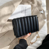 Pleated Crossbody Bags for Women Chain Hand Bag PU Leather