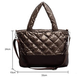 Women's Space Cotton Tote Shoulder Bag Ruched Handbag Quilted Crossbody Bag