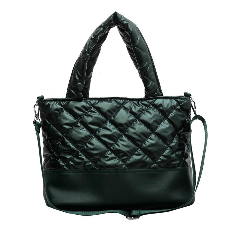 Women's Space Cotton Tote Shoulder Bag Ruched Handbag Quilted Crossbody Bag