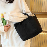 Summer Canvas Women's Tote Bag Solid Top-handle Large Capacity Shopping Purse