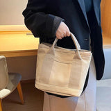 Summer Canvas Women's Tote Bag Solid Top-handle Large Capacity Shopping Purse