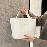 Summer Canvas Women's Tote Bag Solid Top-handle Large Capacity Shopping Purse