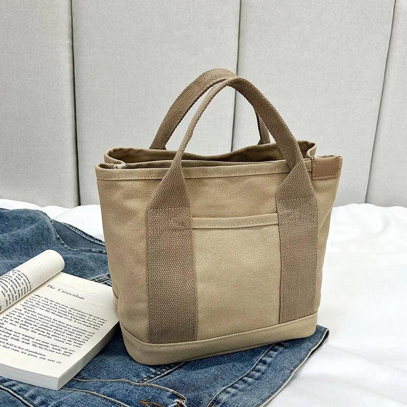 Summer Canvas Women's Tote Bag Solid Top-handle Large Capacity Shopping Purse