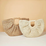 Large Straw Bag Moon Handbag for Women