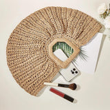 Large Straw Bag Moon Handbag for Women