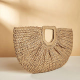 Large Straw Bag Moon Handbag for Women