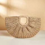 Large Straw Bag Moon Handbag for Women