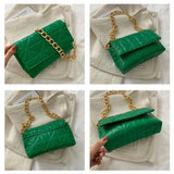 Plaid Shoulder Bag Chain Strap Handbag PU Leather Crossbody