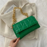 Plaid Shoulder Bag Chain Strap Handbag PU Leather Crossbody