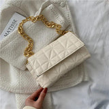 Plaid Shoulder Bag Chain Strap Handbag PU Leather Crossbody