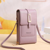 Women Soft Leather Wallet Touch Screen Phone Purse Crossbody Handbag
