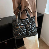 Women's Quilted Crossbody Bag Padded Tote Shopper Purse