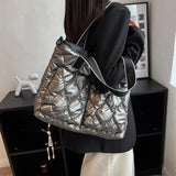Women's Quilted Crossbody Bag Padded Tote Shopper Purse