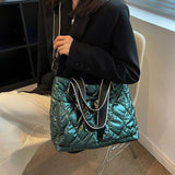 Women's Quilted Crossbody Bag Padded Tote Shopper Purse