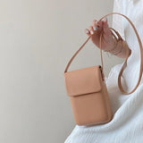 Flap Crossbody Bag Mini PU Leather Shoulder Bag Solid All-Match