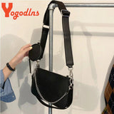 Women Chains Crossbody Bag PU Leather Bag Messenger Bag Handbag