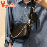 Women Chains Crossbody Bag PU Leather Bag Messenger Bag Handbag