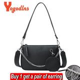 Women Chains Crossbody Bag PU Leather Bag Messenger Bag Handbag