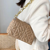 D0LF Shoulder Bag Thick Chain Quilted Handbag Women Clutch Bag