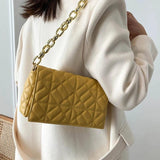 D0LF Shoulder Bag Thick Chain Quilted Handbag Women Clutch Bag