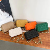 D0LF Shoulder Bag Thick Chain Quilted Handbag Women Clutch Bag