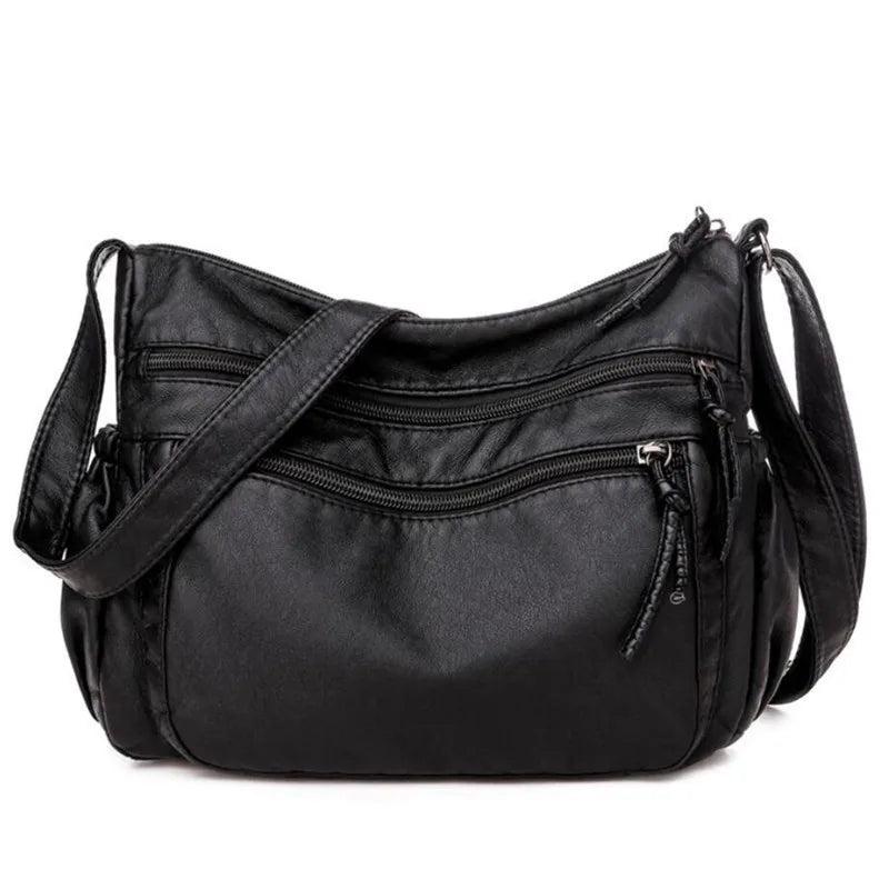 Women's Leather Shoulder Bag Multi-Layer Shopper Classic Crossbody