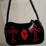 Gothic Harajuku E Girl Handbag Cross Patchwork PU Shoulder Bag