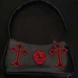 Gothic Harajuku E Girl Handbag Cross Patchwork PU Shoulder Bag