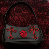 Gothic Harajuku E Girl Handbag Cross Patchwork PU Shoulder Bag