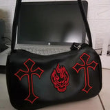 Gothic Harajuku E Girl Handbag Cross Patchwork PU Shoulder Bag