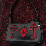 Gothic Harajuku E Girl Handbag Cross Patchwork PU Shoulder Bag