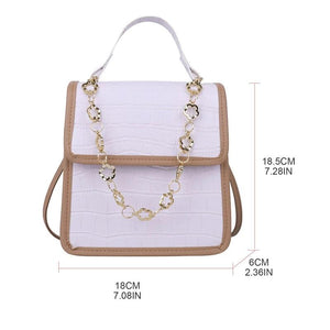 D0LF Chain Travel Bag PU Leather Shoulder Bags Women Stone Pattern Crossbody Han