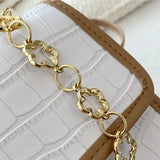D0LF Chain Travel Bag PU Leather Shoulder Bags Women Stone Pattern Crossbody Han
