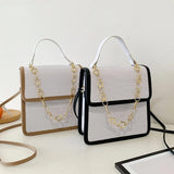 D0LF Chain Travel Bag PU Leather Shoulder Bags Women Stone Pattern Crossbody Han