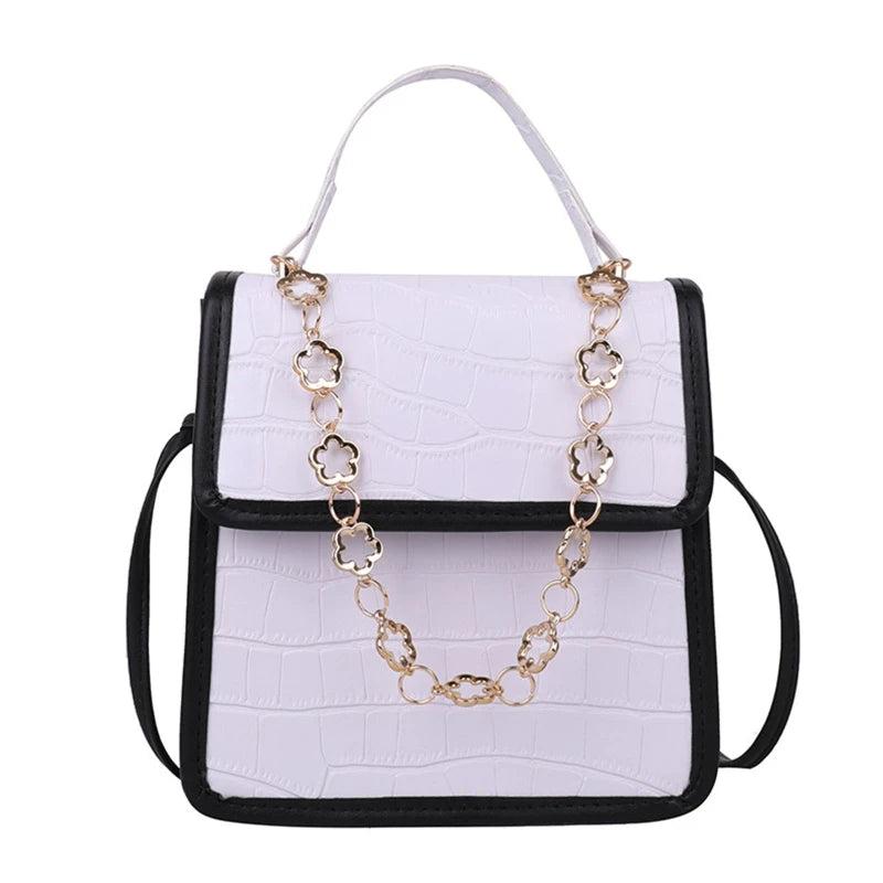 D0LF Chain Travel Bag PU Leather Shoulder Bags Women Stone Pattern Crossbody Han