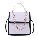 D0LF Chain Travel Bag PU Leather Shoulder Bags Women Stone Pattern Crossbody Han