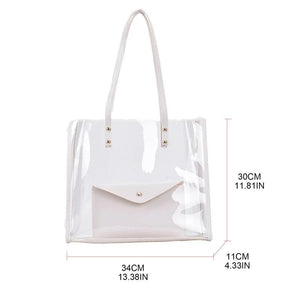 D0LF Transparent PVC Shoulder Bags for Women Girls Jelly Large Tote Summer Beach