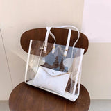 D0LF Transparent PVC Shoulder Bags for Women Girls Jelly Large Tote Summer Beach