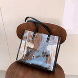 D0LF Transparent PVC Shoulder Bags for Women Girls Jelly Large Tote Summer Beach