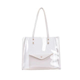 D0LF Transparent PVC Shoulder Bags for Women Girls Jelly Large Tote Summer Beach