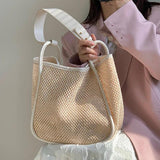 Straw Woven Top Handle Beach Bag Large Capacity Tote