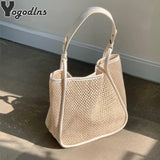 Straw Woven Top Handle Beach Bag Large Capacity Tote