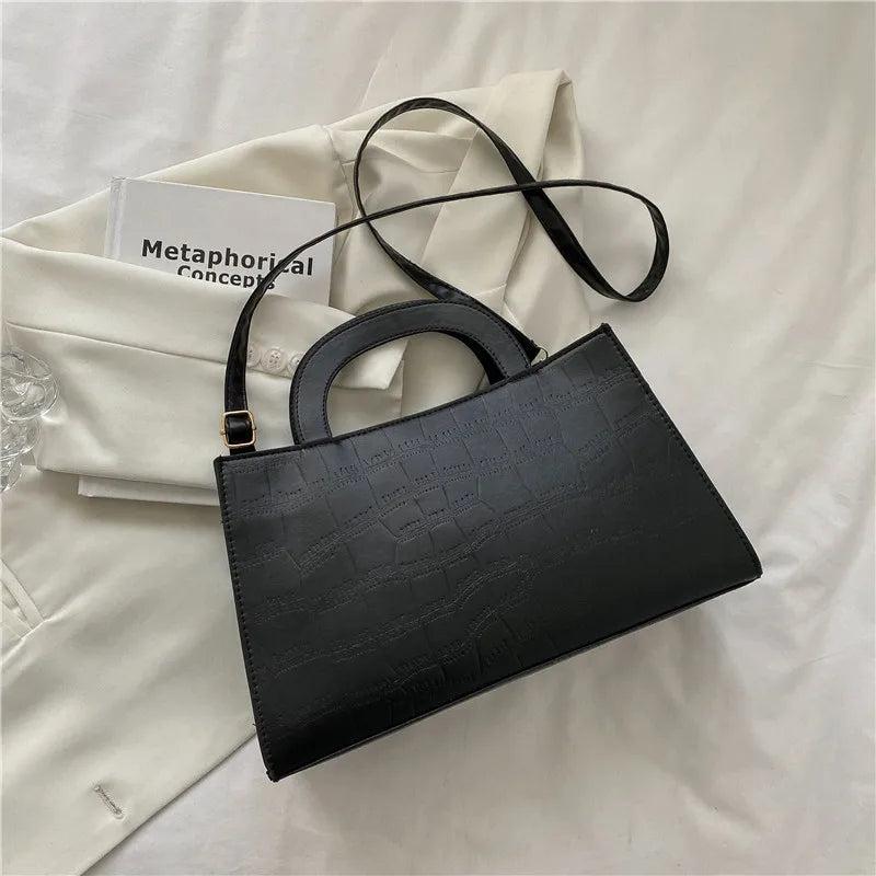 Korea Style Women Shoulder Bag Solid Pu Leather Handbags