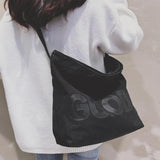 Women Canvas Shoulder Bag Large Capacity Shopping Handbag Soft Casual School