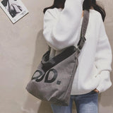 Women Canvas Shoulder Bag Large Capacity Shopping Handbag Soft Casual School