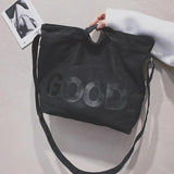 Women Canvas Shoulder Bag Large Capacity Shopping Handbag Soft Casual School